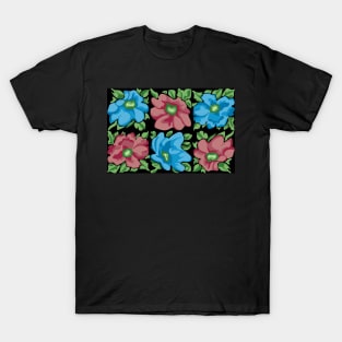 Anemone Flowers - Red and Blue T-Shirt